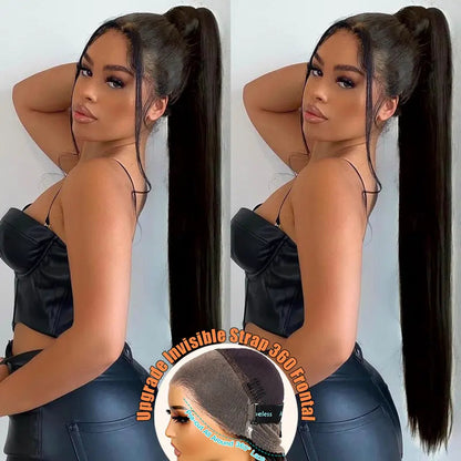 Invisible Strap 360 Lace Wig Silky Straight Bleached Knots - KimWig