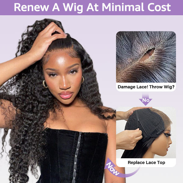 Zipper Wig Water Wave Lace Wig with Replaceable Zip Tops | KimWig.com