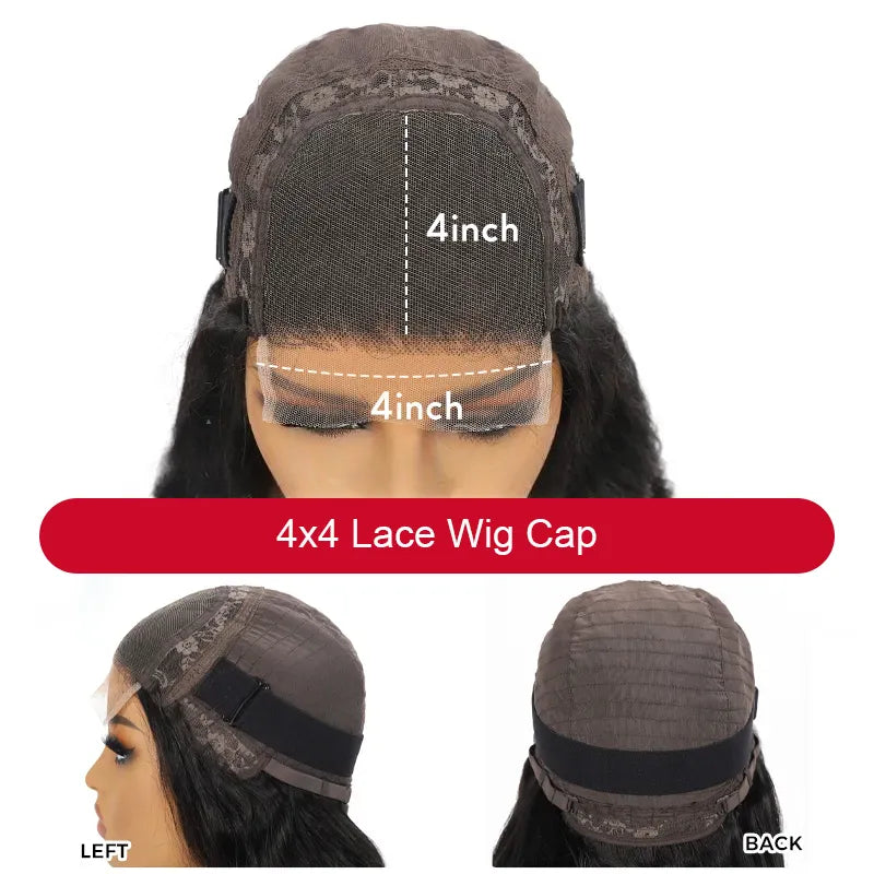 Layer Cut Wig With Curtain Bangs 4x4 Lace Wig Body Wave