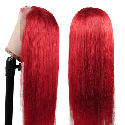 Red Wig 13x4 Lace Frontal Human Hair Wigs Body Wave & Straight Hair