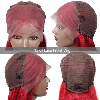 Red Wig 13x4 Lace Frontal Human Hair Wigs Body Wave & Straight Hair