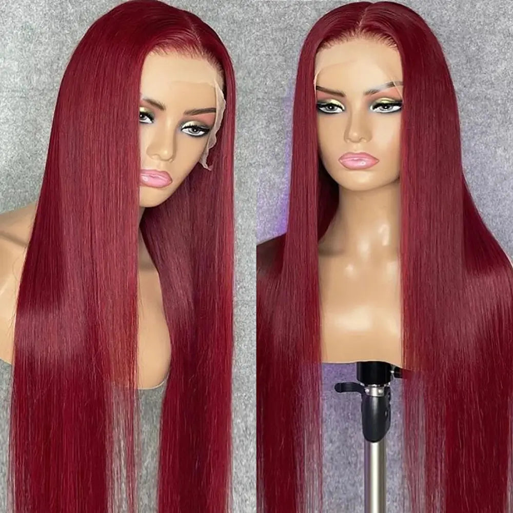 Burgundy Wig Silky Straight 13x4 Lace Frontal Human Hair Wigs