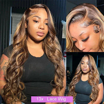 Brown Highlight Wig Body Wave 13x4 HD Lace Frontal Wigs | KimWig.com