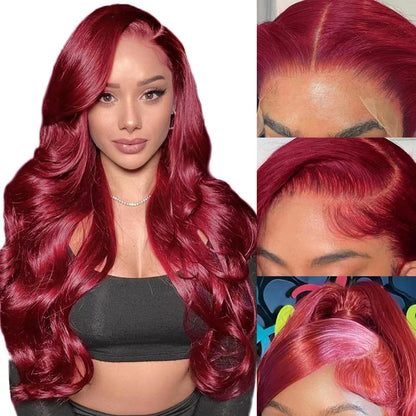 Burgundy Wig Body Wave 13x4 Lace Frontal Human Hair Wigs - KimWig