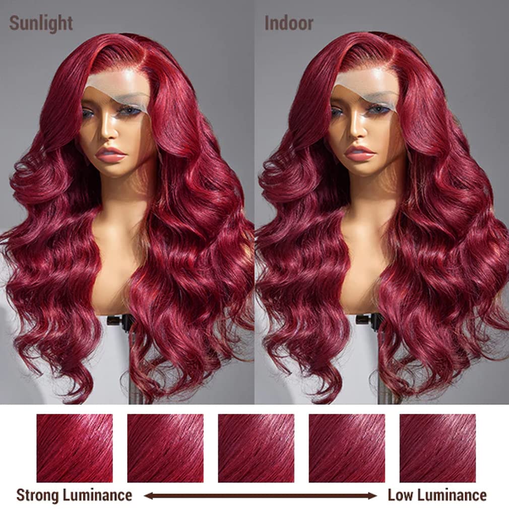 Burgundy Wig Body Wave 13x4 Lace Frontal Human Hair Wigs - KimWig