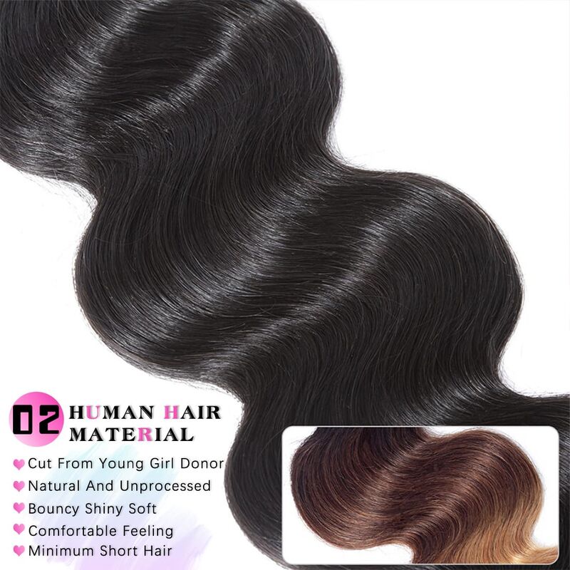 5x5 HD Lace Closure With Bundles Body Wave 12A Brazilian Virgin Human Hair Weave - KissLove Hair