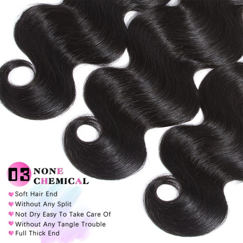 5x5 HD Lace Closure With Bundles Body Wave 12A Brazilian Virgin Human Hair Weave - KissLove Hair