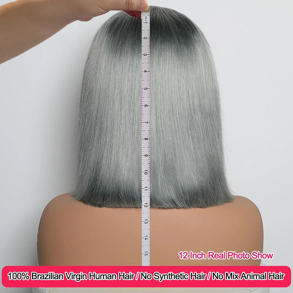 Grey Bob Wig 13x4 Lace Front Human Hair Wigs, Silver Bob Wig | KimWig.com