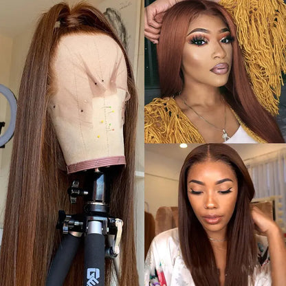 Chocolate Brown Wig Straight & Body Wave 13x4 Lace Frontal Human Hair Wigs