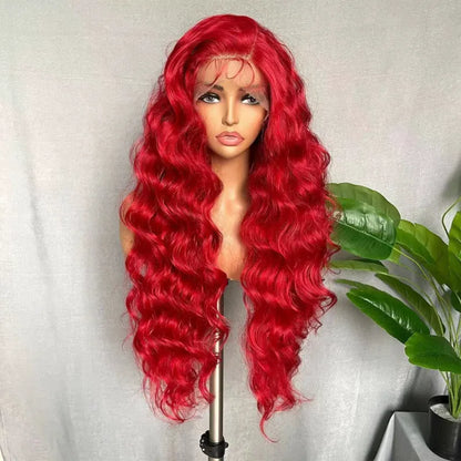 Red Wig 13x4 Lace Frontal Human Hair Wigs Body Wave & Straight Hair