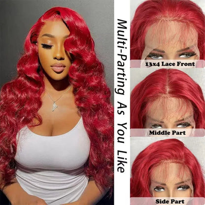 Red Wig 13x4 Lace Frontal Human Hair Wigs Body Wave & Straight Hair