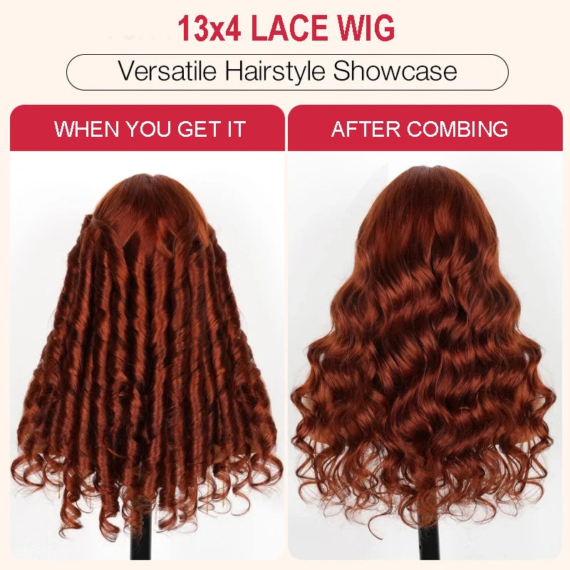 Reddish Brown Wig Body Wave 13x4 Lace Frontal Human Hair Wigs | KimWig.com