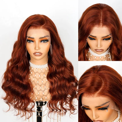 Reddish Brown Wig Body Wave 13x4 Lace Frontal Human Hair Wigs | KimWig.com